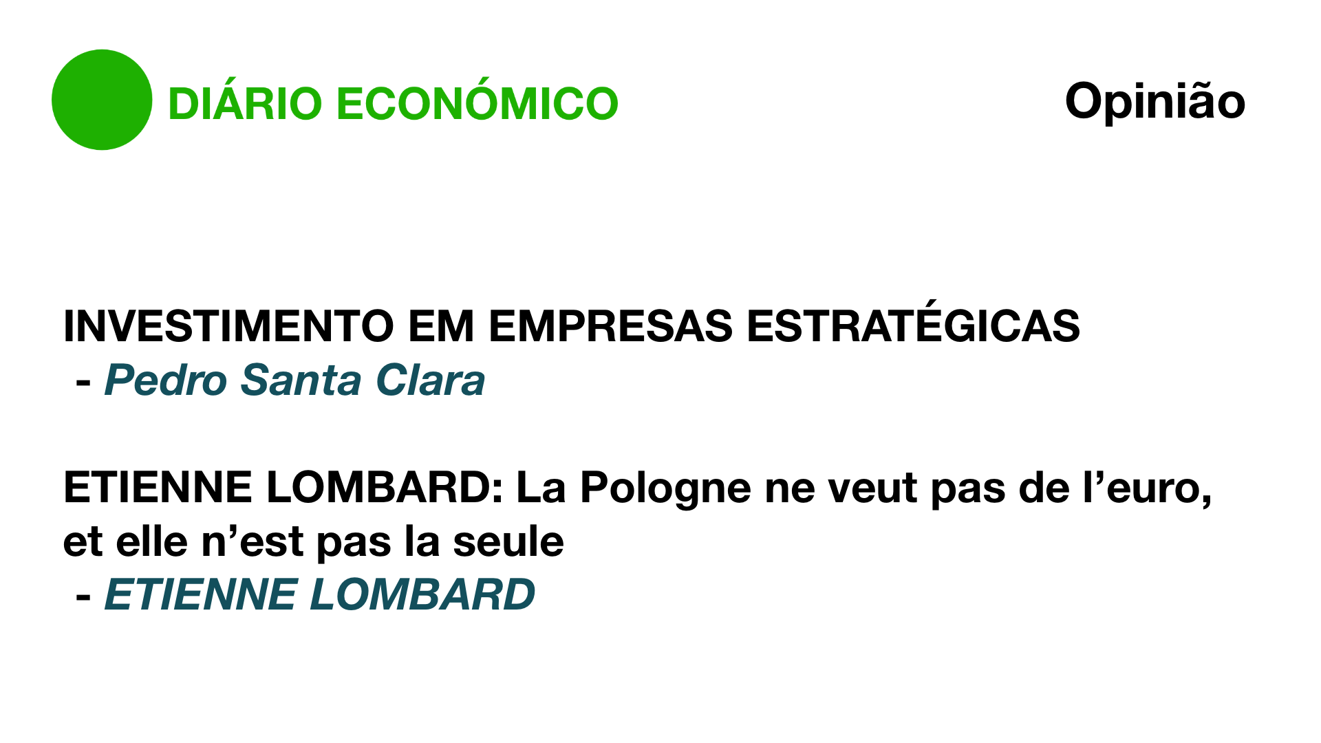 DE Económico - Opinião